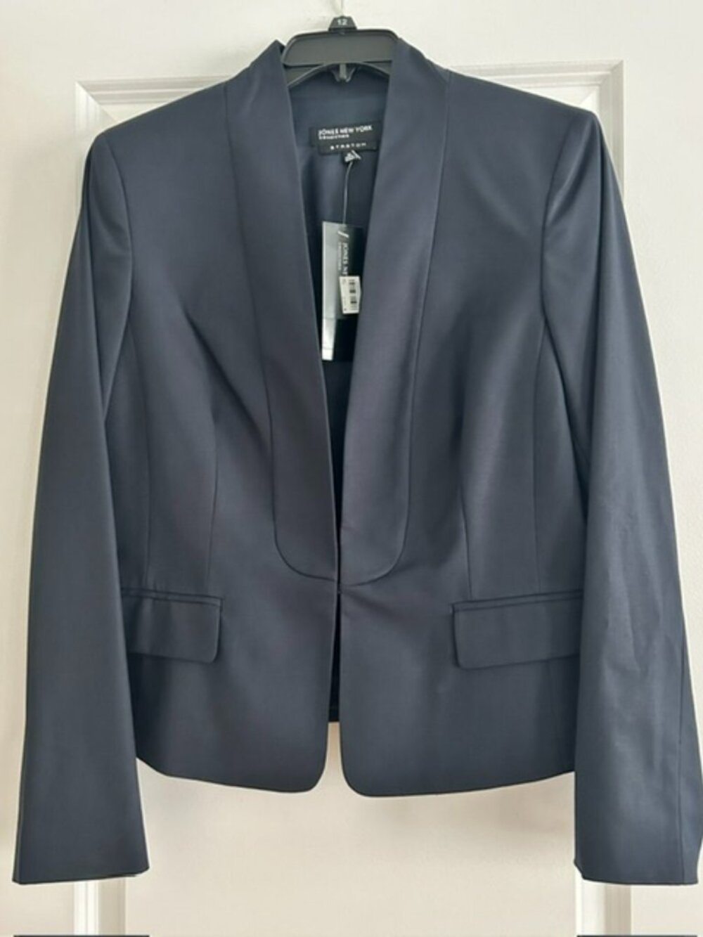 NWT Jones New York Navy Collarless Blazer, Size 12
